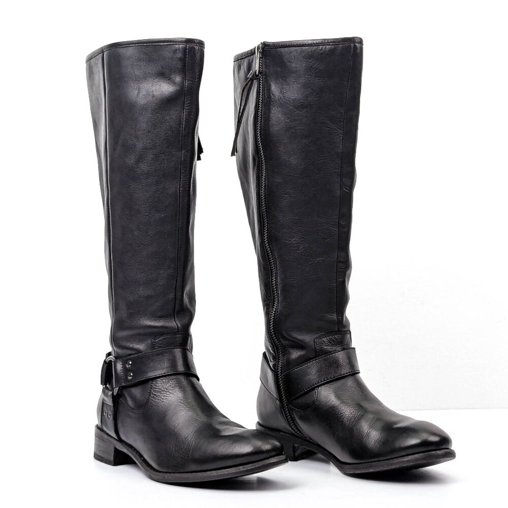 Diba Women Y2K Vintage Black Leather Riding Zip Equestrian Tall Boots size 6.5